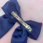 Navy - Navy Blue Satin long Hair Bow