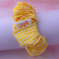 Back to School - Yellow Gingham print wide scrunchie
