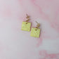 Lemon Squares - yellow glitter Resin Earrings