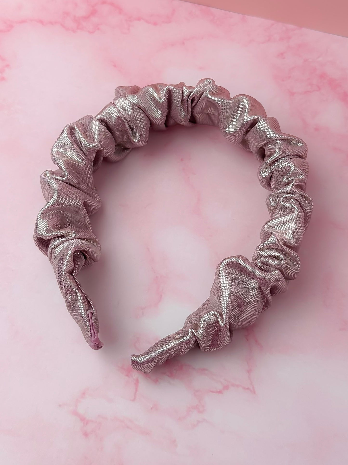 Shimmer - Light pink foil Scrunchie Headband