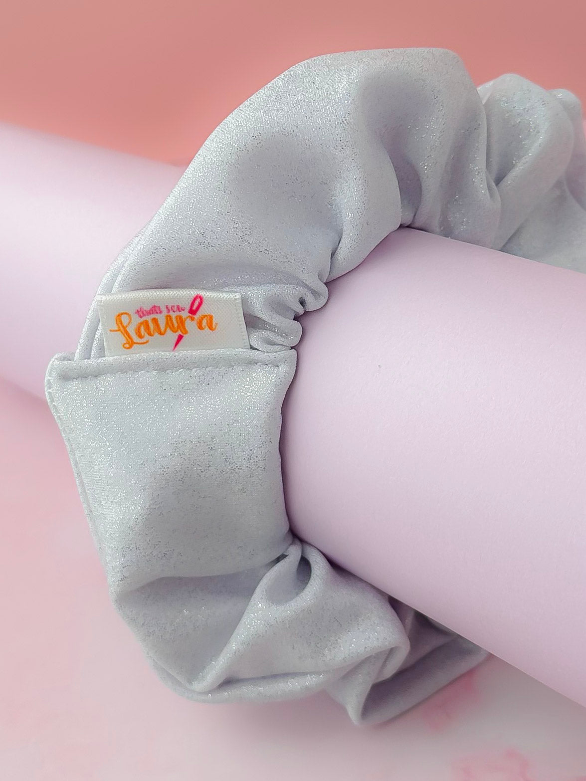 Skylar - Silver glitter dance fabric classic scrunchie