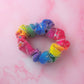 Rainbow Sparkle - Multicolour satin & mesh wide scrunchie