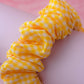 Back to School - Yellow Gingham print wide scrunchie