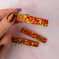 Cosy Christmas - Gold & Red Trio Glitter Resin Hair Clips