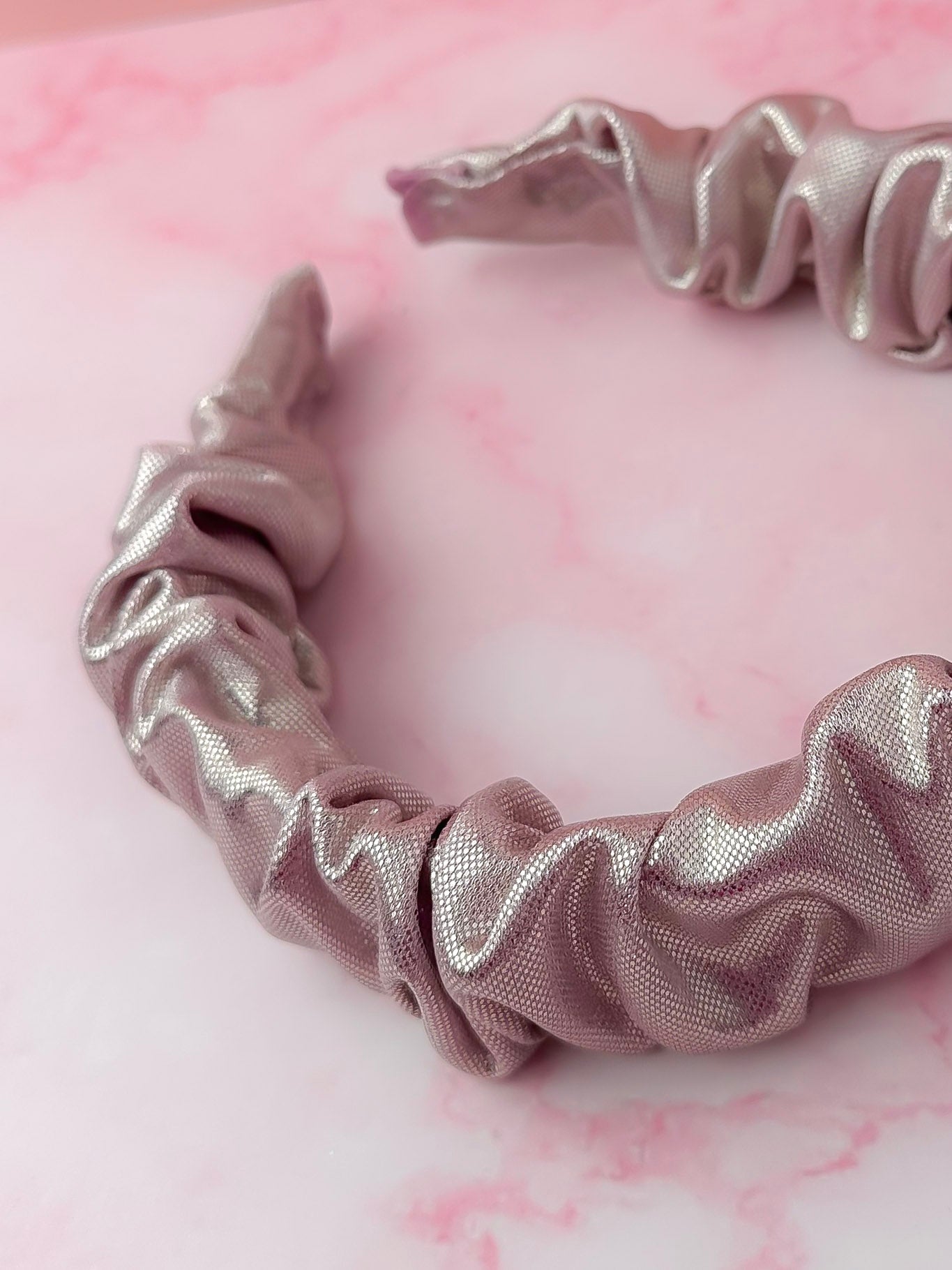 Shimmer - Light pink foil Scrunchie Headband