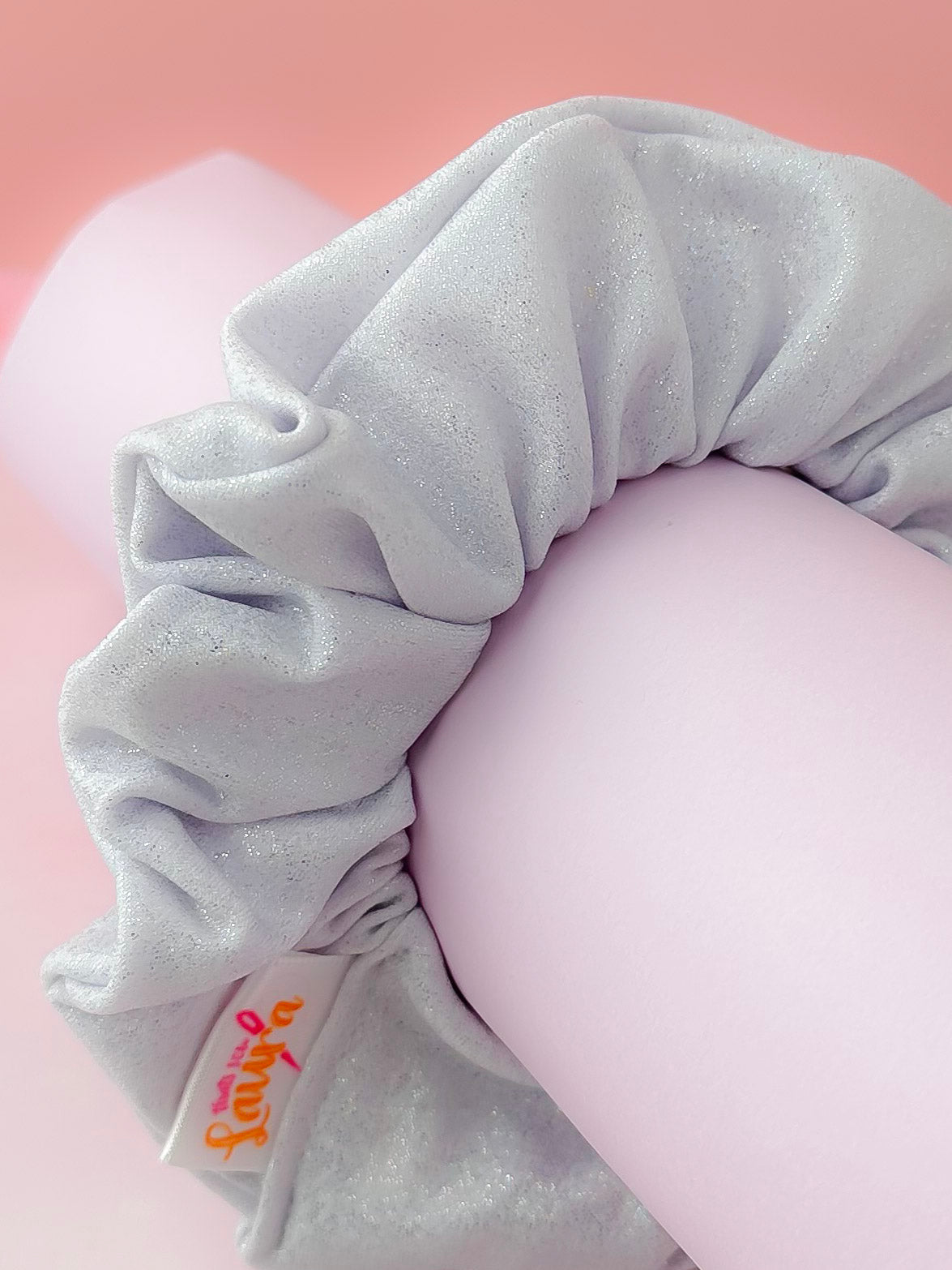 Skylar - Silver glitter dance fabric classic scrunchie