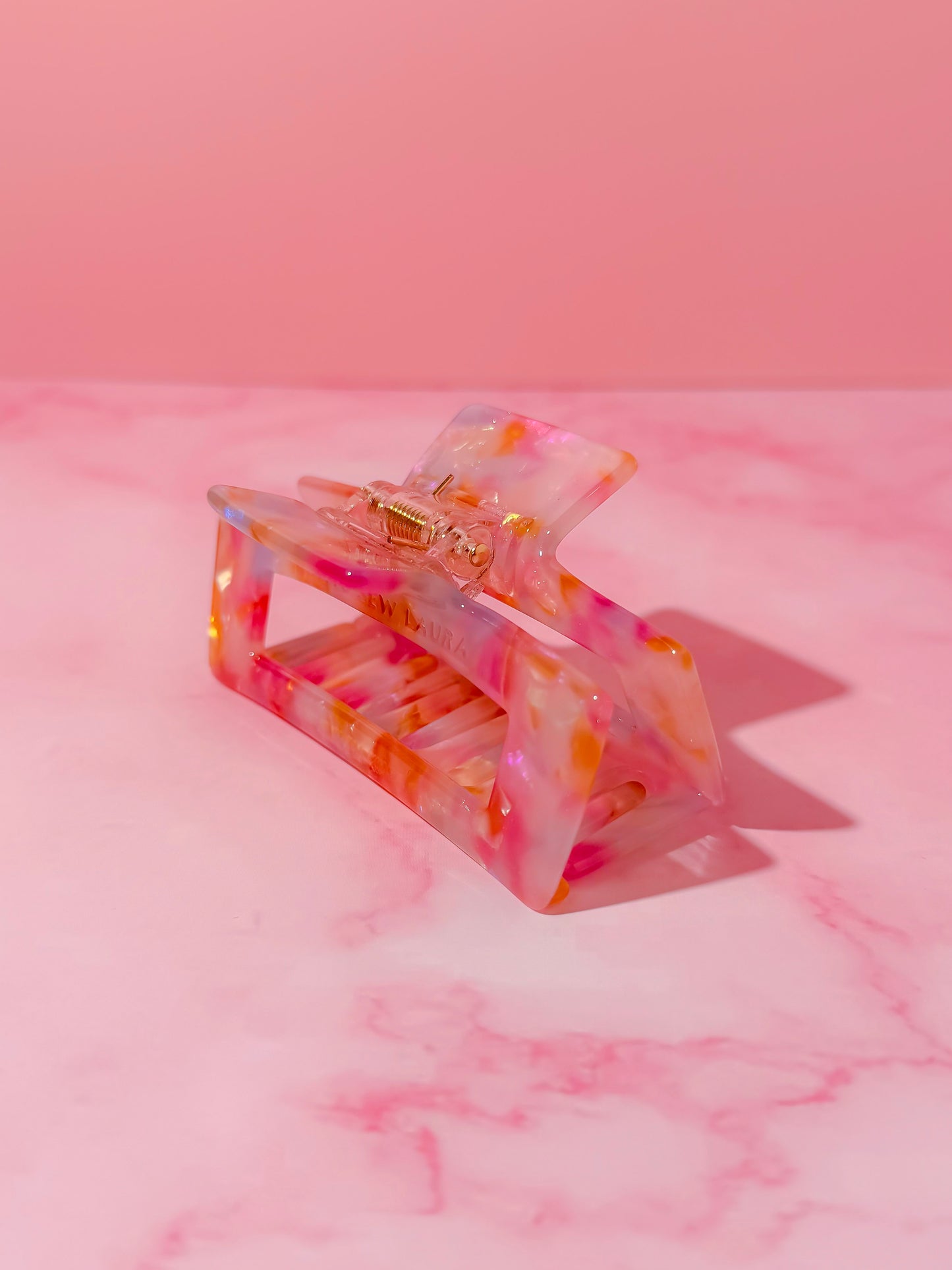 Petal pink and gold medium Hair Claw Clip – Comfortable, Everyday Hold