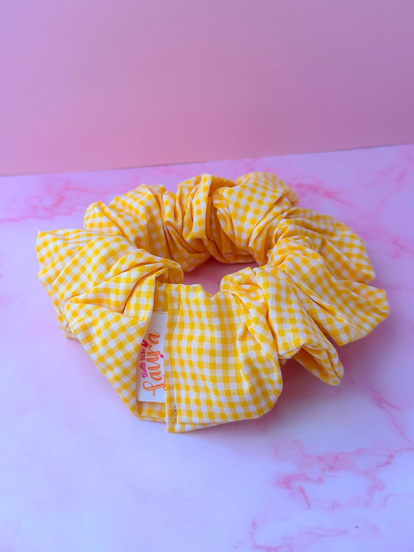 Back to School - Yellow Gingham print XL Scrunchie