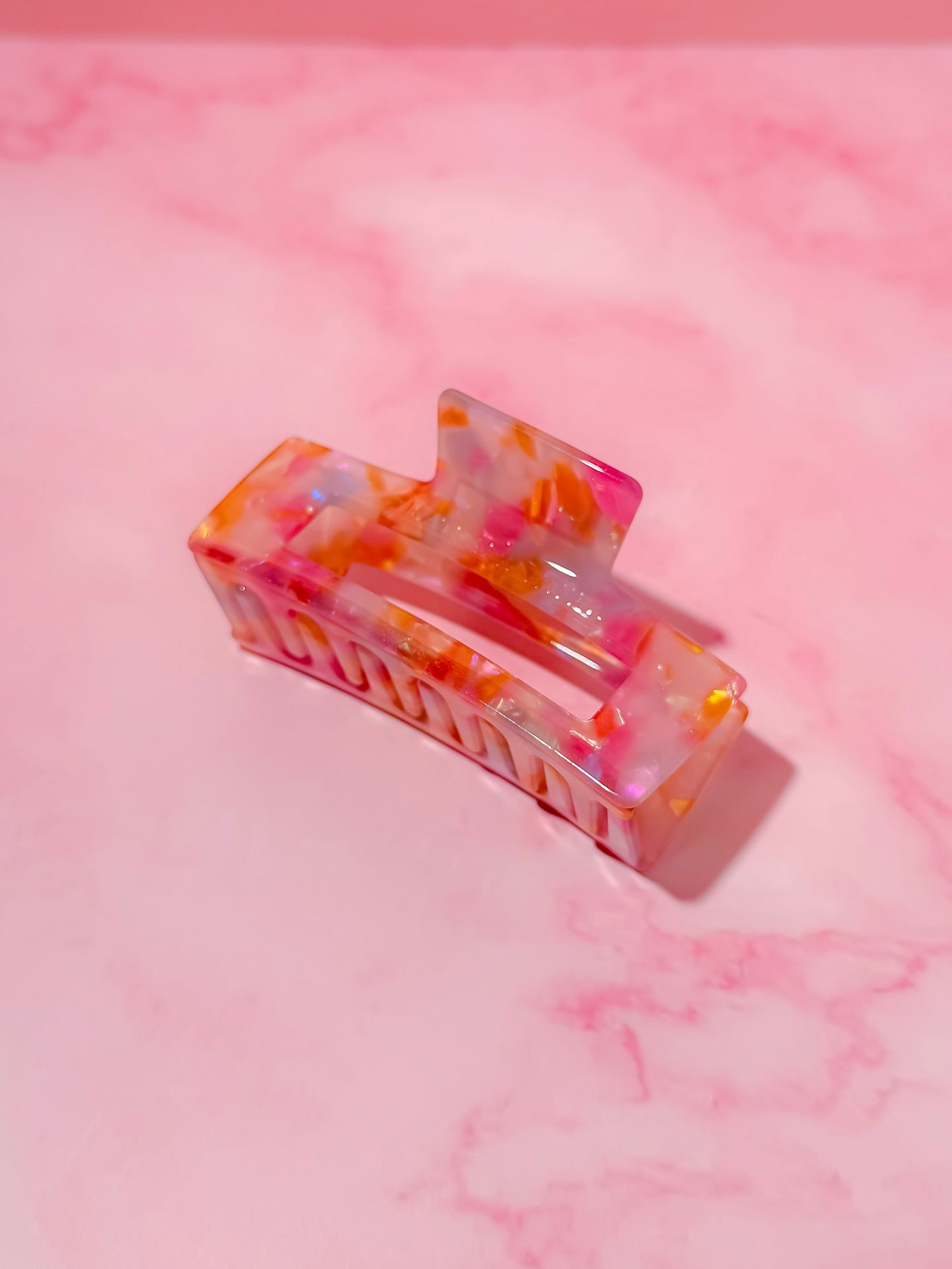 Petal pink and gold medium Hair Claw Clip – Comfortable, Everyday Hold