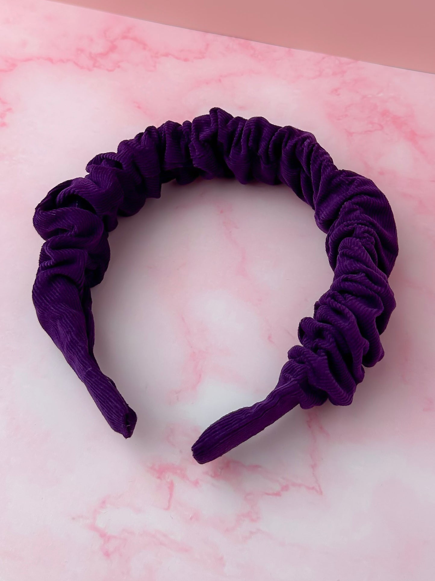Violet - Purple needlecord Scrunchie Headband