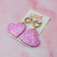 Pinkness Heart - pink glitter Resin Earrings