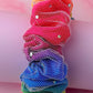 Rainbow Sparkle - Multicolour satin & mesh wide scrunchie