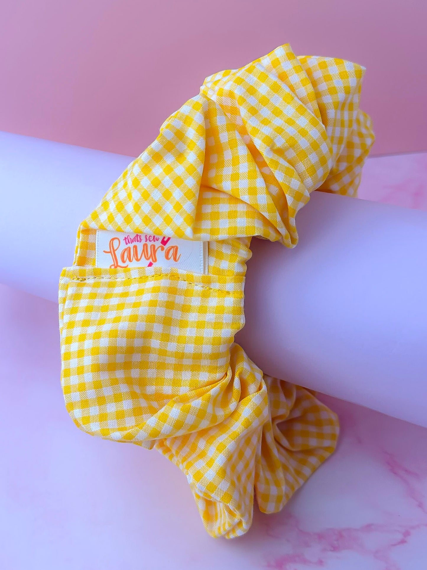 Back to School - Yellow Gingham print XL Scrunchie