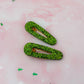 Christmas Tree - Green Glitter Resin Hair Clips
