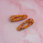 Trick or Treat  - orange and purple classic style Glitter Resin Hair Clips