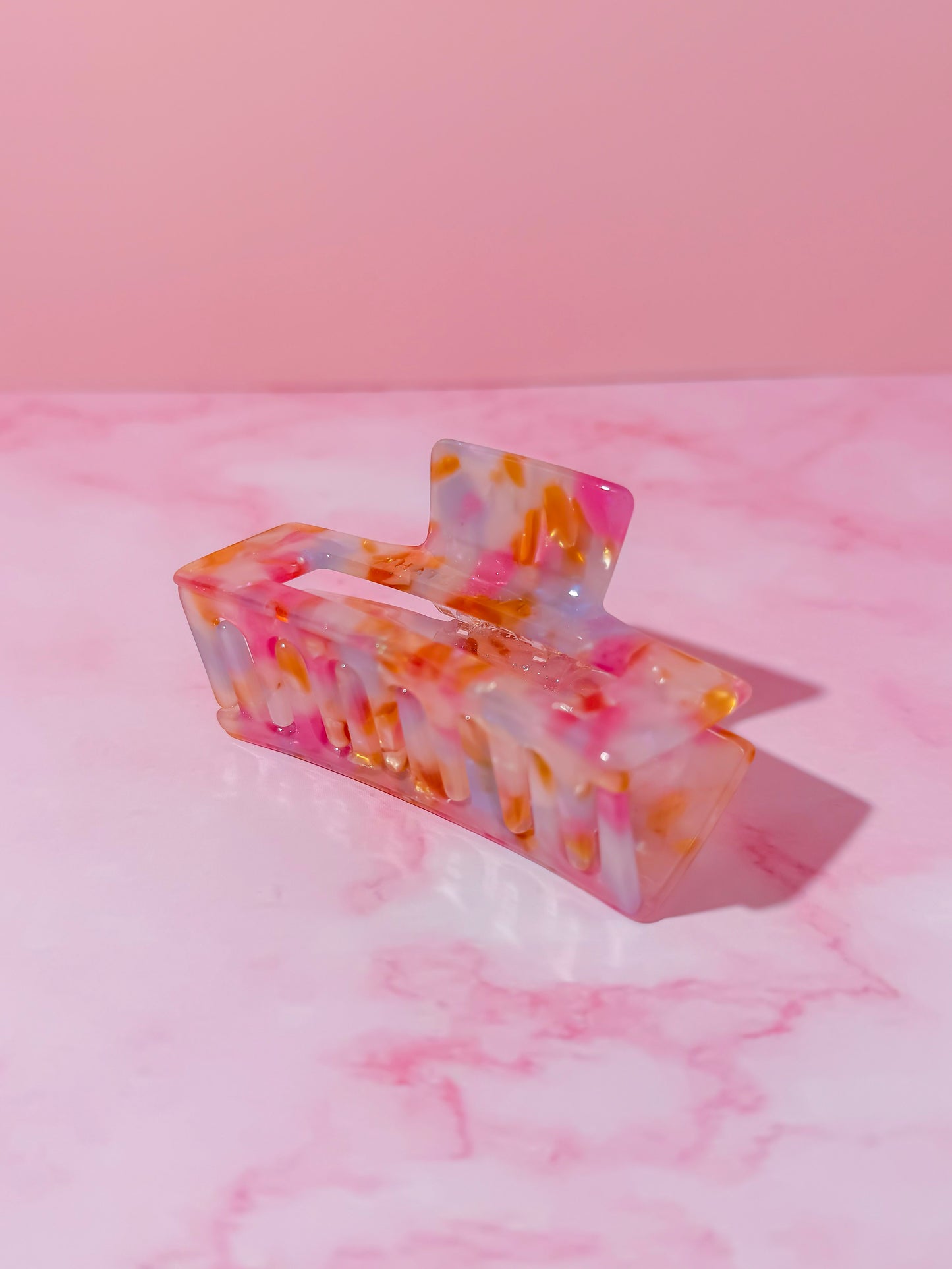 Petal pink and gold medium Hair Claw Clip – Comfortable, Everyday Hold