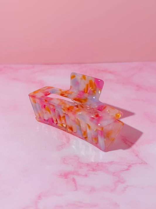 Petal pink and gold medium Hair Claw Clip – Comfortable, Everyday Hold