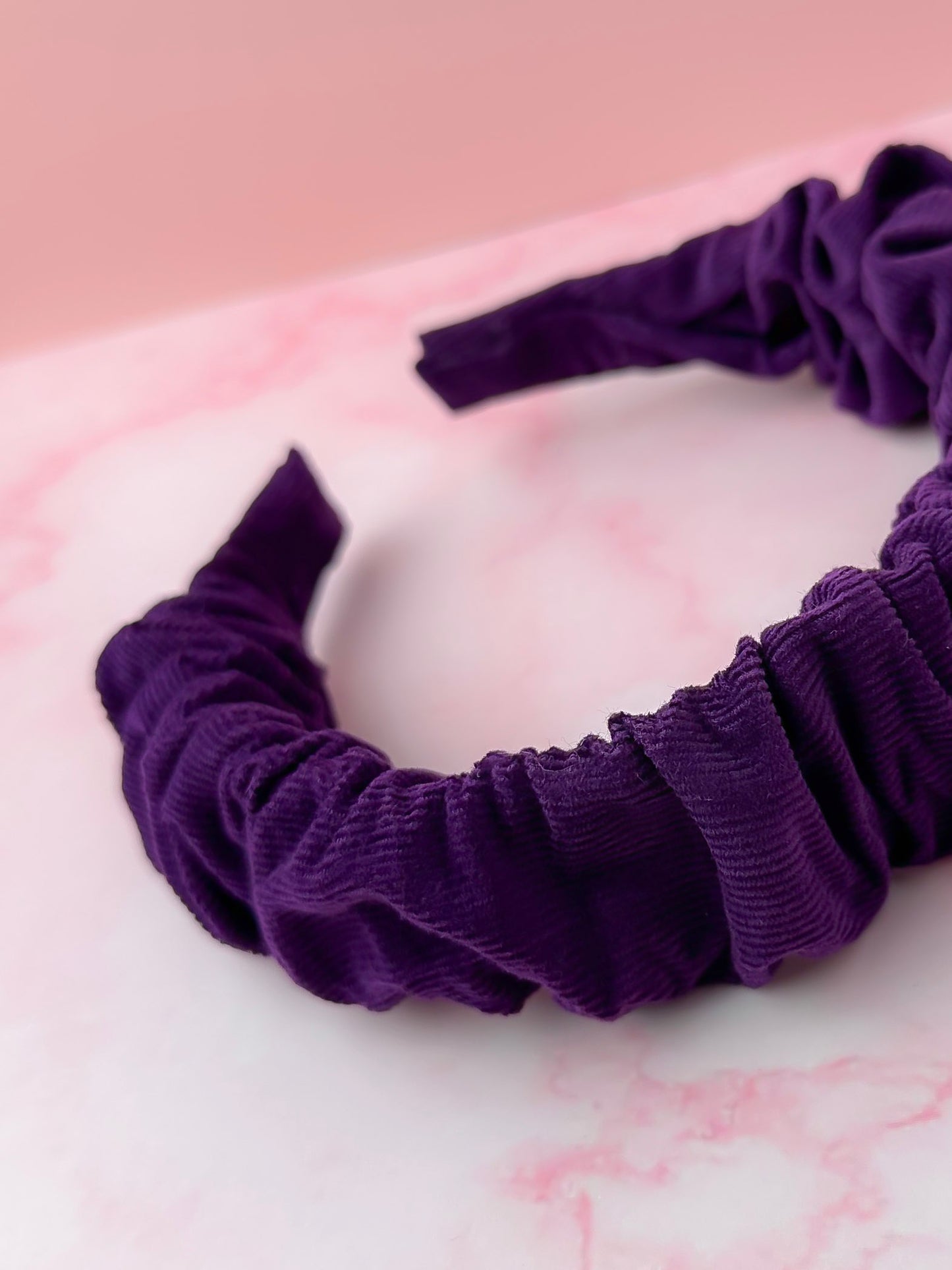Violet - Purple needlecord Scrunchie Headband