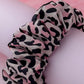 Kayleigh - Pink and black Leopard print wide scrunchie
