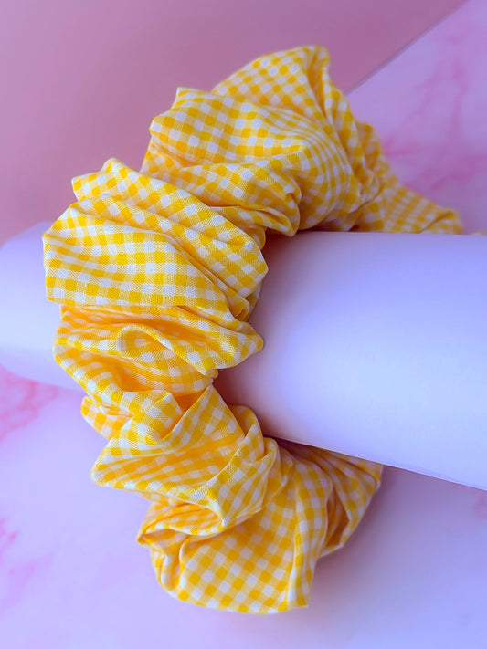 Back to School - Yellow Gingham print XL Scrunchie