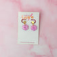 Pink flowers - Pastel pink glitter disc drops Resin Earrings