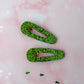 Christmas Tree - Green Glitter Resin Hair Clips