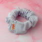 Skylar - Silver glitter dance fabric Wide scrunchie