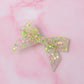 Wicked - Pink & Green Glitter Bow shaped Resin Hair Clip