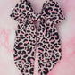 Kayleigh - Pink and black leopard print long Hair Bow