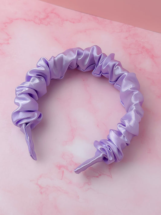Lilac - Lilac satin Scrunchie Headband