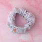 Skylar - Silver glitter dance fabric Wide scrunchie