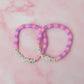 Besties - Pink and purple polymer clay Handmade Beaded Bracelet