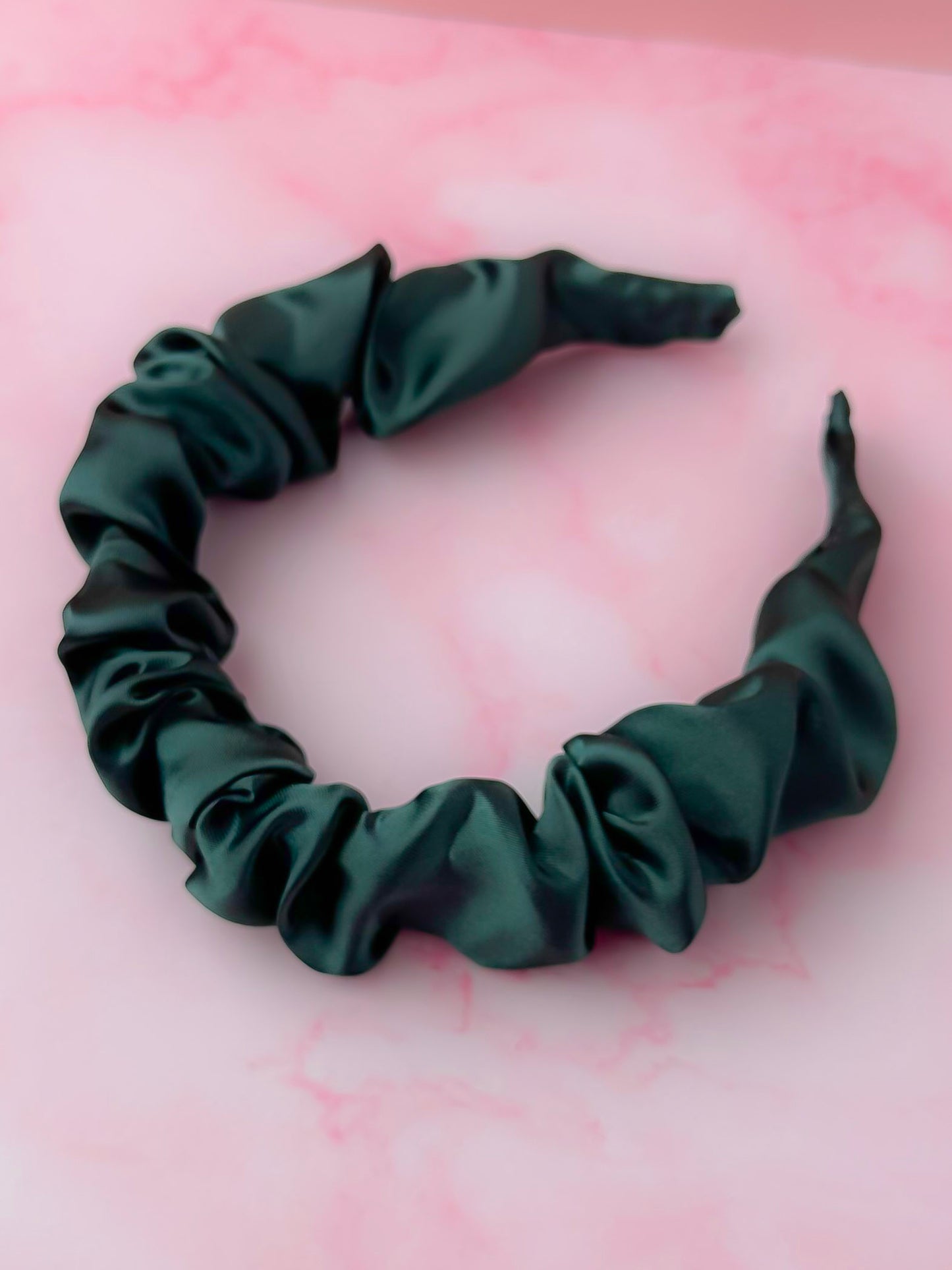 Bottle - Green Satin Scrunchie Headband