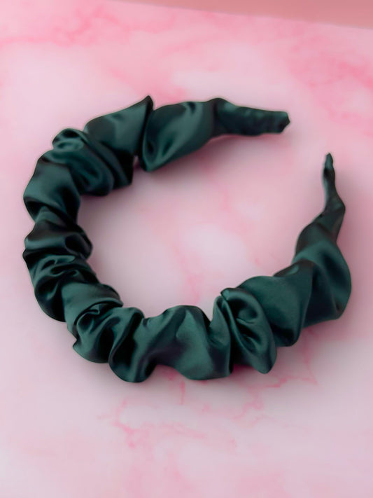 Bottle - Green Satin Scrunchie Headband