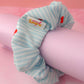 Cherrie - Blue & White striped cherry print classic scrunchie