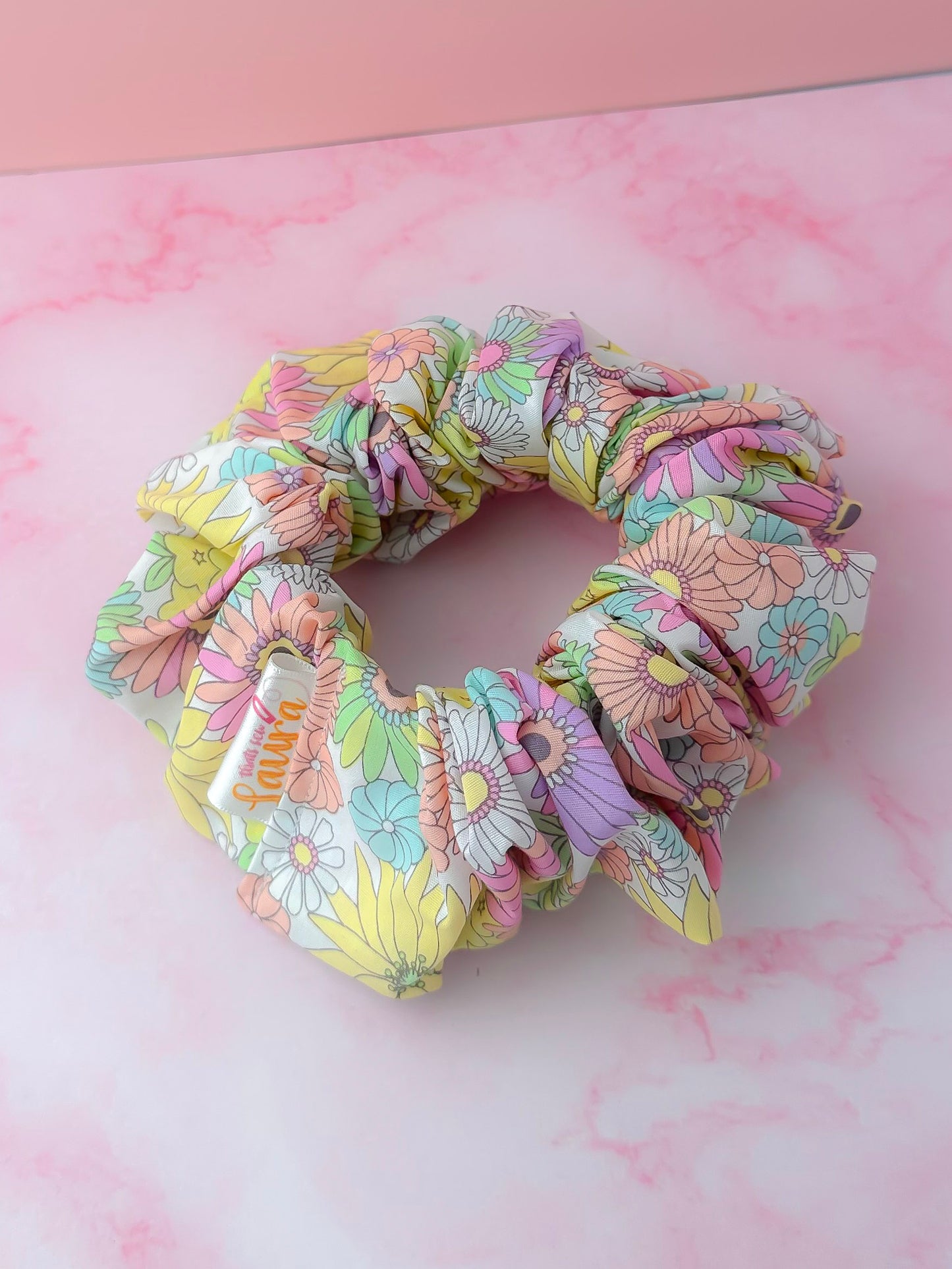 Flower Power - retro coloured XL Scrunchie