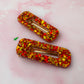 Cosy Christmas - Gold & Red Oblong Glitter Resin Hair Clips