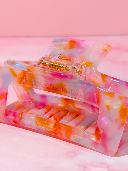 Petal pink and gold medium Hair Claw Clip – Comfortable, Everyday Hold