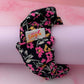 Flora - Black & Pink floral gym & swim wide scrunchie