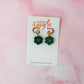 Forrest Flowers - Dark Green flower glitter Resin Earrings