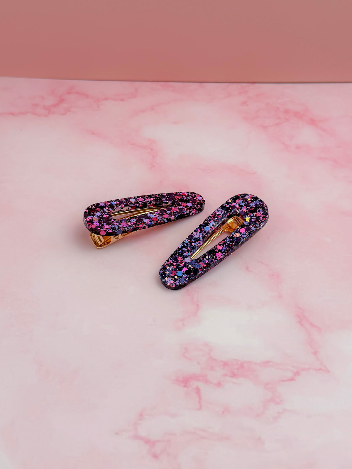 Spooky Season - black and purple classic style Glitter Resin Hair Clips