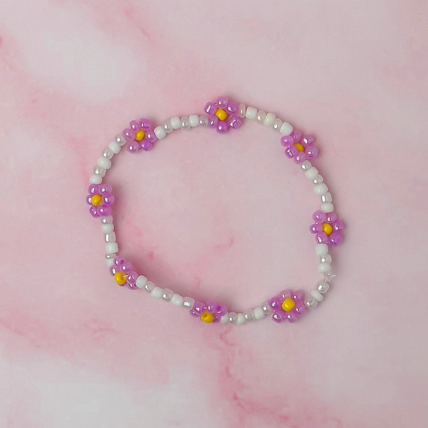 Lilac Daisy | Handmade Beaded Bracelet