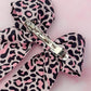 Kayleigh - Pink and black leopard print long Hair Bow