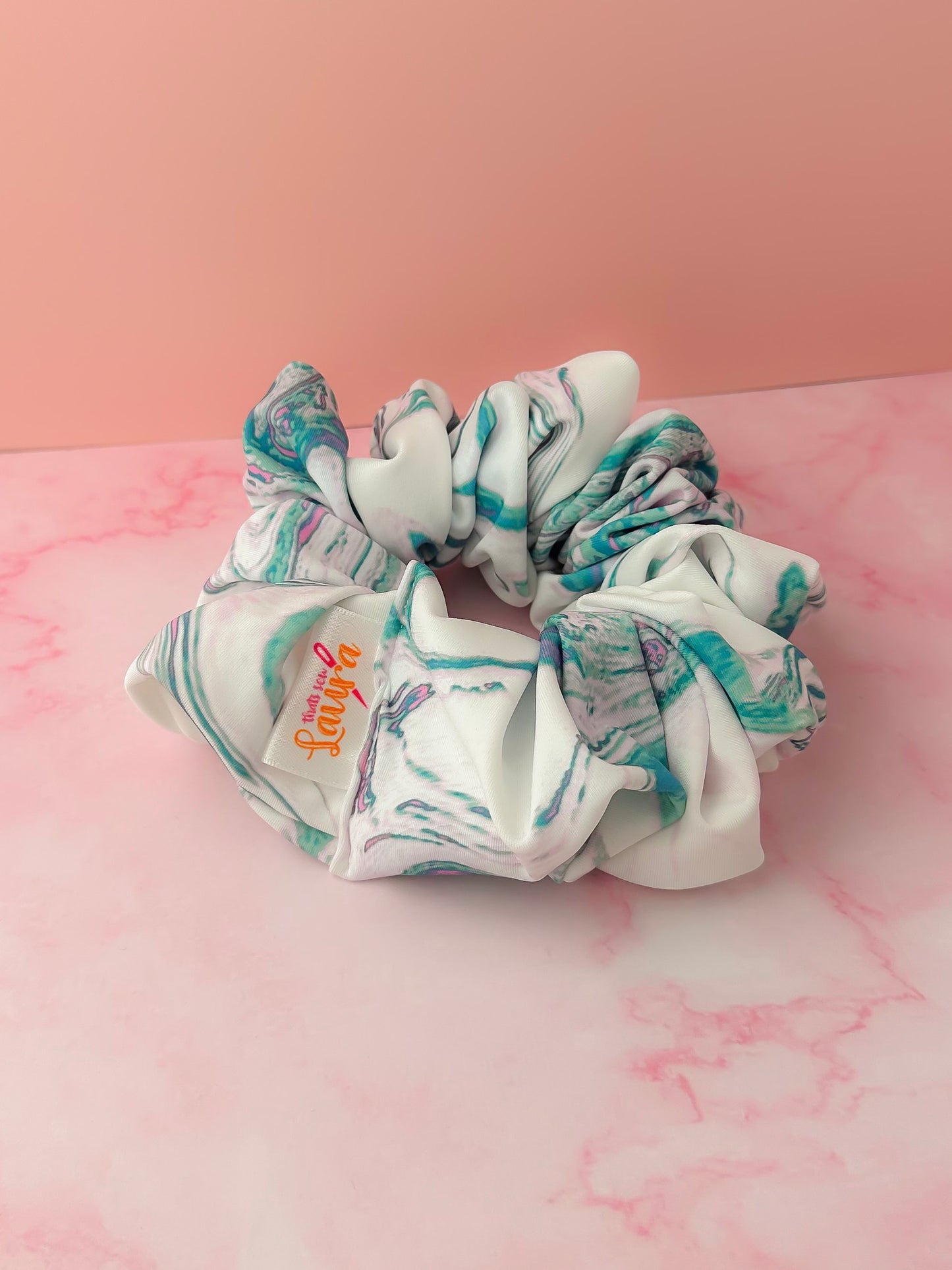 Marble - White marble print Gym & Swim XL Scrunchie