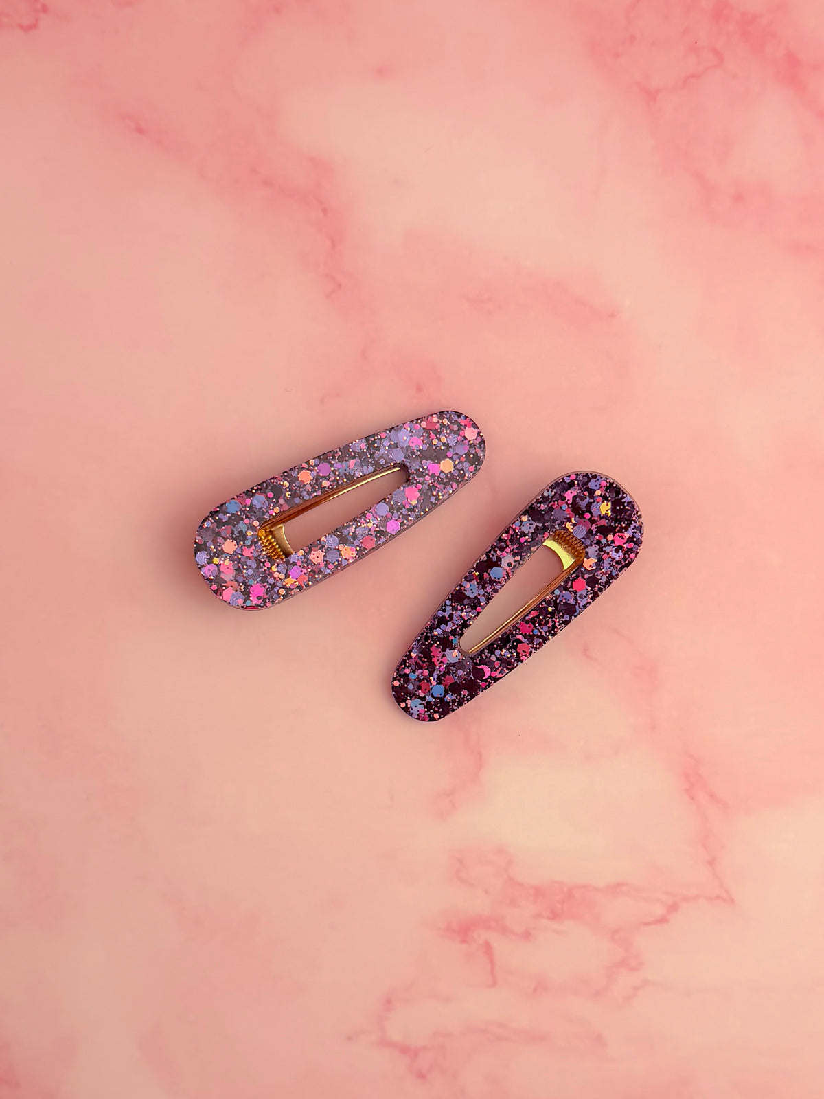 Spooky Season - black and purple classic style Glitter Resin Hair Clips