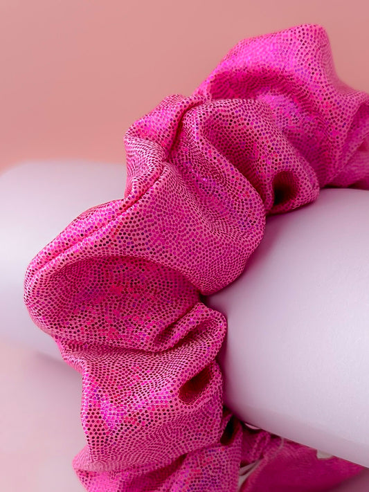 Jennie - Pink glitter dance fabric classic scrunchie