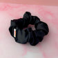 Noire - Black satin wide scrunchie