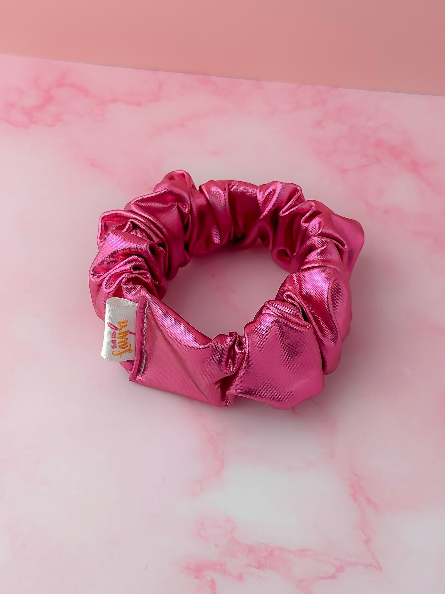 Cerise - Pink Jersey Foil wide scrunchie