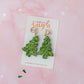 Starry Christmas Tree - Green star glitter Resin Earrings