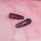 Spooky Season - black and purple classic style Glitter Resin Hair Clips